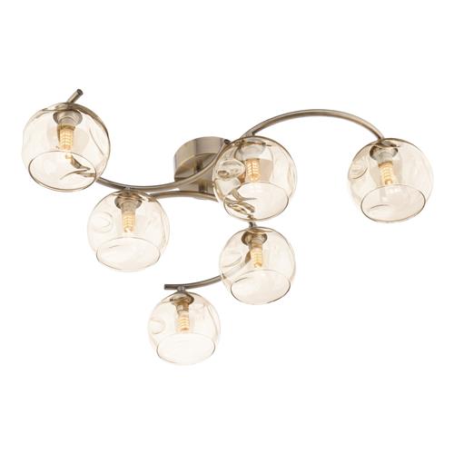 Nakita Antique Brass And Champagne Glass 6 Light Semi-Flush NAK6475-16