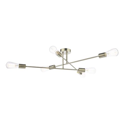 Neve 6 Light Antique Brass Semi Flush Fitting NEV6475