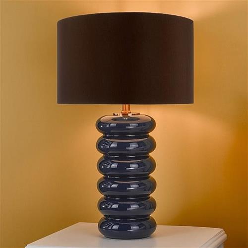 Niamh Dark Opaque Blue Table Lamp & Brown Faux Silk Shade NIA4223+VOY1422