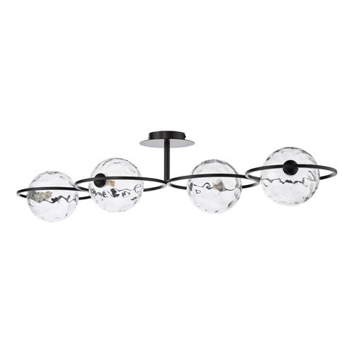 Olympus 4 Light Black And Clear Dimpled Glass Semi Flush OLY0422-12