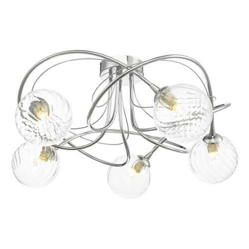 Onawa 5 Light Polished Chrome And Clear Twisted Glass Semi Flush ONA5450-03