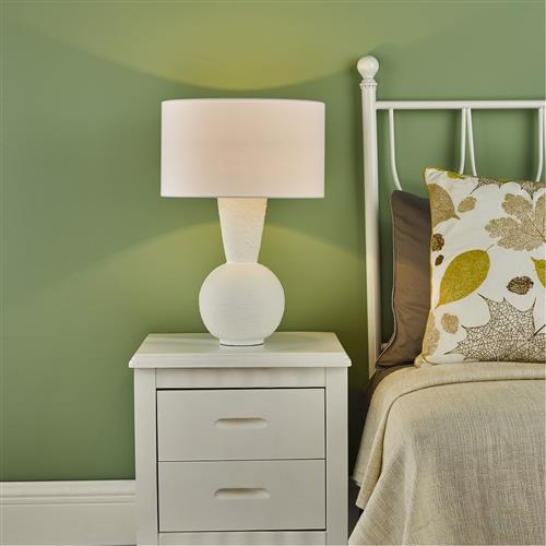 Perla White Brushed Textured Table Lamp & White Linen Shade PER4202+PYR142