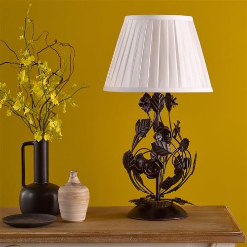 Priscilla Matt Black And Ivory Faux Silk Shade Table Lamp PRI4254+ULY1415