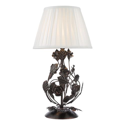 Priscilla Matt Black And Ivory Faux Silk Shade Table Lamp PRI4254+ULY1415