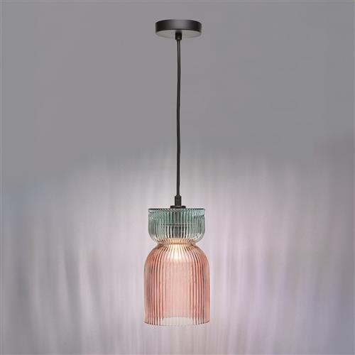 Rhubarb Pink And Green Glass Single Pendant RHU0103