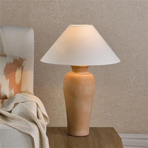 Sasha Terracotta Table Lamp With Natural Linen Coolie Shade SAS4211-CLE1733