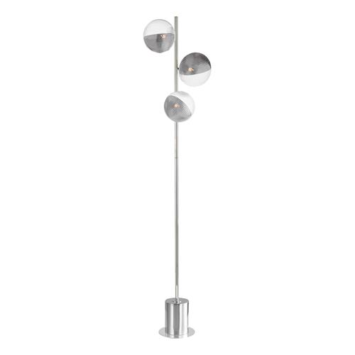 Spiral 3 Light Polished Chrome And Smoked Clear Ribbed Glass Floor Lamp SPI5550-19 