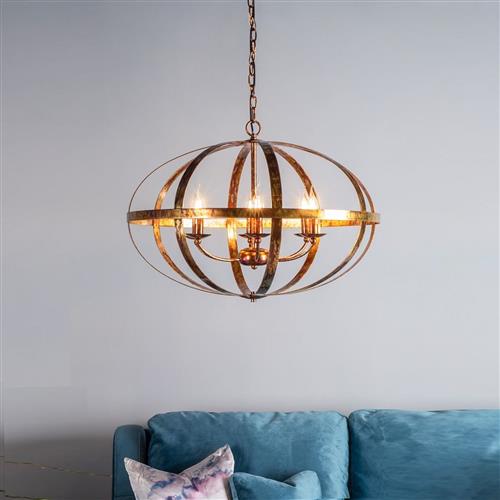 Symbol Six Light Copper Ceiling Pendant SYM0664