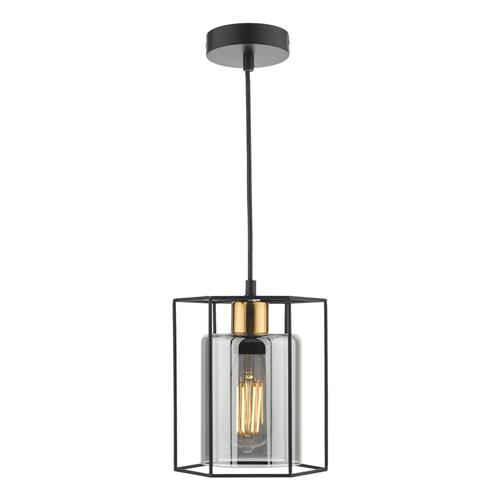 Tatum Matt Black And Smoked Glass Single Pendant Fitting TAT0122