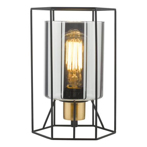 Tatum Matt Black And Smoked Glass Wire Table Lamp TAT4222