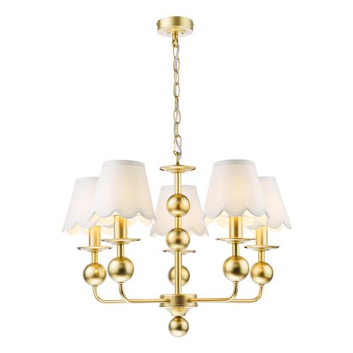 Tilda 5 Light Satin gold And Ivory Shade Multi-Arm Fitting TIL0535+NER262