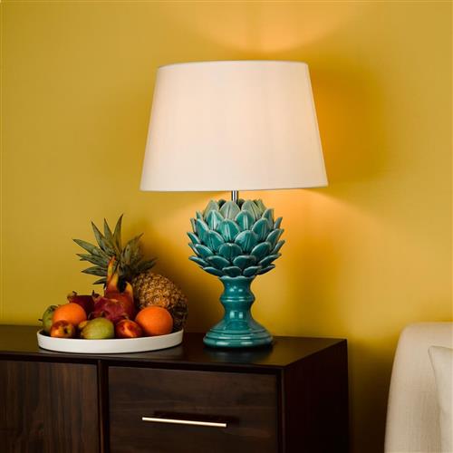 Violetta Blue Ceramic Artichoke Table Lamp & White Shade VIO4223+CEZ162