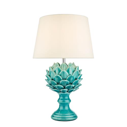Violetta Blue Ceramic Artichoke Table Lamp & White Shade VIO4223+CEZ162