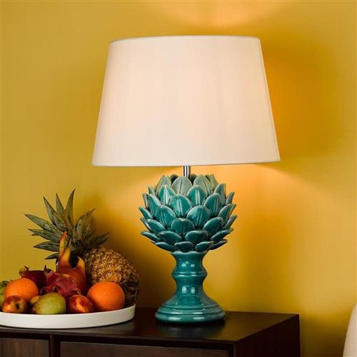 Violetta Blue Ceramic Artichoke Table Lamp & White Shade VIO4223+CEZ162