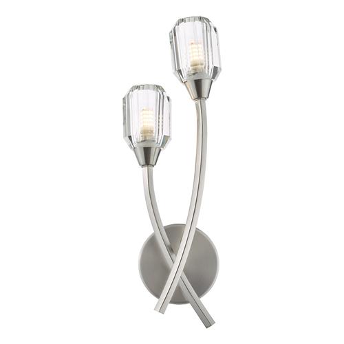 Zonda 2 Light Brushed Nickel And Clear Glass Wall Light ZON0938