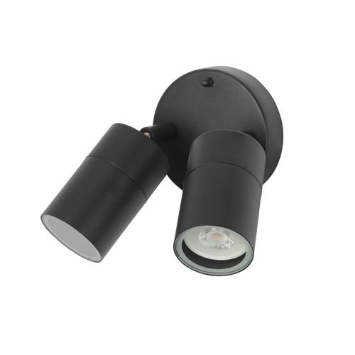 Pixa IP44 Outdoor Black Double Wall Spotlight PX-0523-NEG