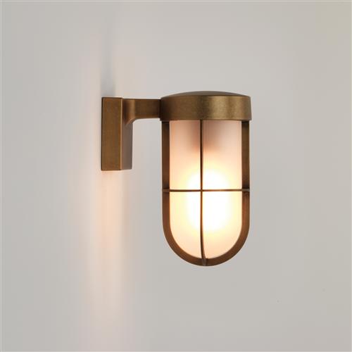 Cabin IP44 Antique Brass Frosted Outdoor Wall Light 1368008