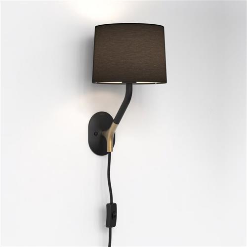 Arbor Matt Black And Matt Gold Plug-In Wall Light 1479001