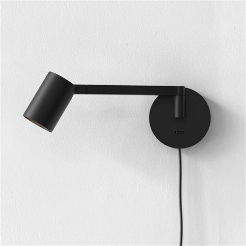 Ascoli Matt Black Swing Arm Plug-In Wall Light 1286138