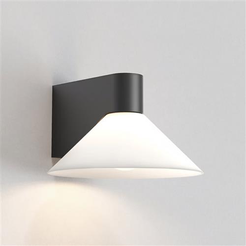 Conic IP44 Matt Black And Opal Glass Bathroom Wall Light 1451002