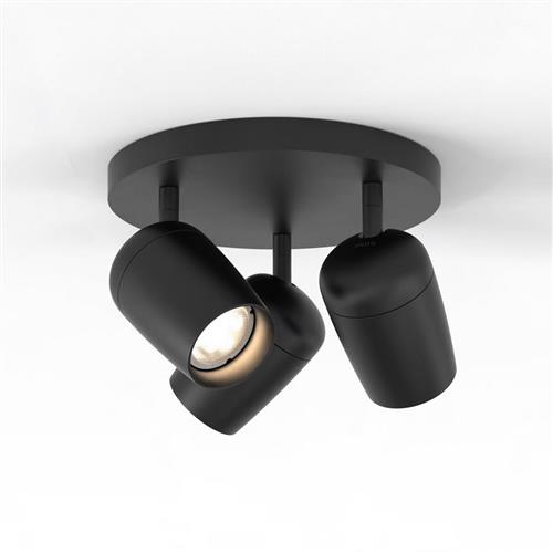 Koto Triple Round Matt Black Ceiling Mounted Spotlight 1478005 