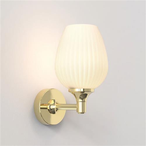 Liberty IP44 Polished Brass And Opal Glass Bathroom Wall Light 1485002