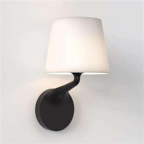 Millie IP44 Matt Black And White Glass Bathroom Wall Light 1454003