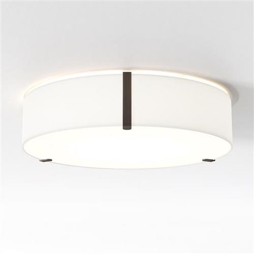 Salina 500 White Fabric And Bronze Round Flush Ceiling Fitting 1463002