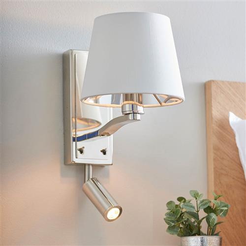 Baya Bright Nickel/White Double Wall Light 73027