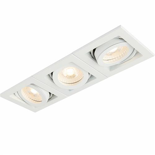 Beka Led Rectangular Matt White Recessed Triple Downlight 80540