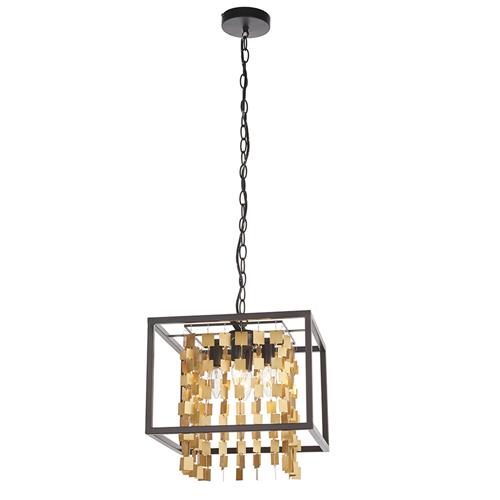 Daya Matt Black Gold 4 Light Pendant 81962 The Lighting Superstore