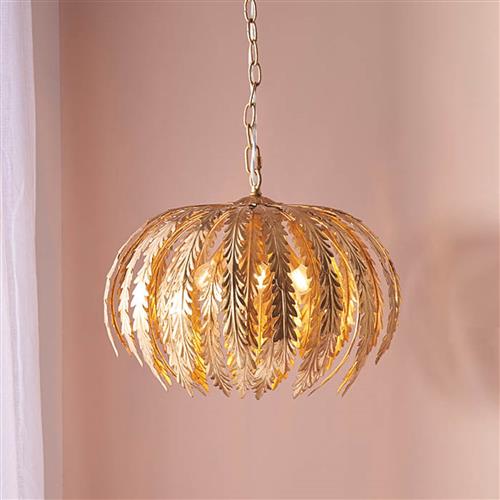 Delphine 3 Lamp Leaf Ceiling Pendant Gold 76360