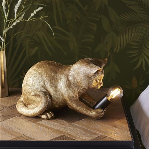 Kitten Gold Painted Resin Table lamp 107389