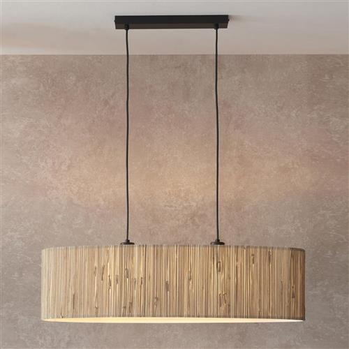 Longshore Two Light Natural Seagrass & Black Ceiling Pendant 101692