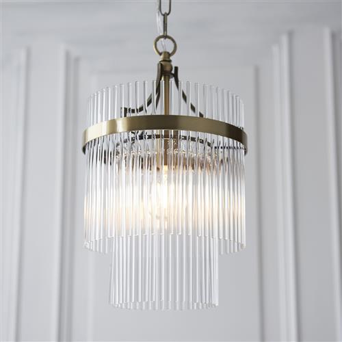 Marietta Single Antique brass and Glass Ceiling Pendant 112572