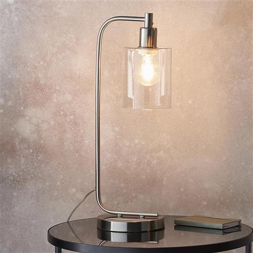 Toledo Brushed Nickel Clear Glass Table Lamp 90558