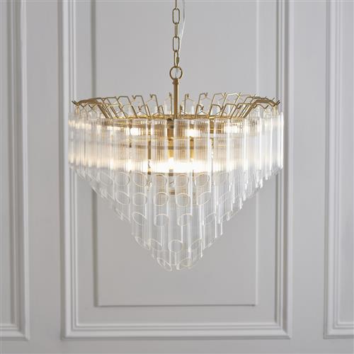 Toulouse 12 Light chandelier Satin Brass And Clear Angled Glass 114198