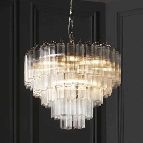 Toulouse Bright Nickel And Clear Glass 12 Light Chandelier 104090