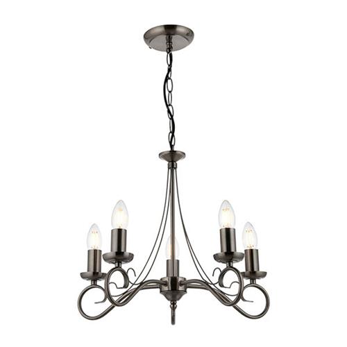 Trafford Antique Silver Multi Arm Ceiling Light 180-5AS