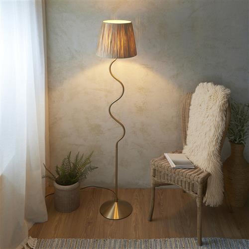 Wriggle Brushed Aged Brass Floor lamp Complete 114224