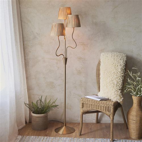 Wriggle Brushed Aged Brass Three Light Floor Lamp 114222