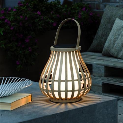 Leo Solar IP44 Bamboo Twilight Outdoor Lantern 2118095062