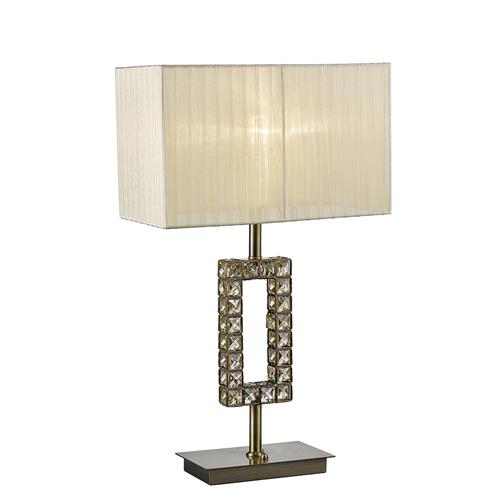 Florence Antique Brass Rectangular Table Lamp with Cream Shade IL31532
