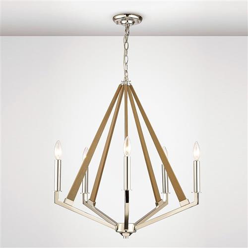 Hilton 5 Arm Ceiling Pendant Polished Nickel IL31682