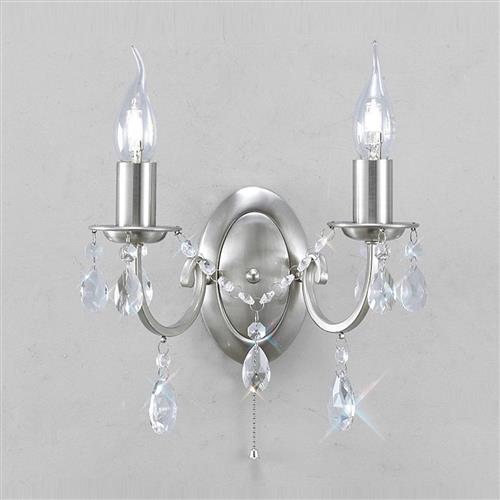 Kyra Satin Nickel Crystal Wall light IL30972