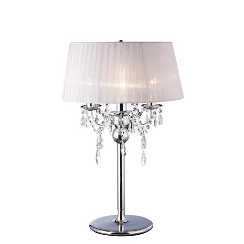 Olivia Chrome/White Crystal Table Lamp IL30062/WH