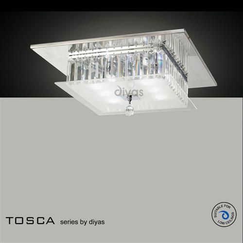 Tosca Chrome Flush Crystal Ceiling Light IL30246