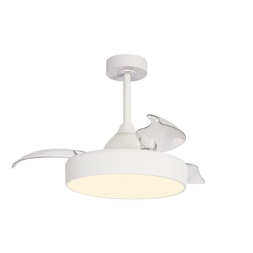 Alaska LED Mini White Ceiling Fan With Retractable Blades M8755