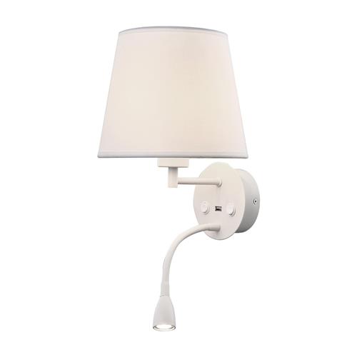 Caicos Matt White Dual Wall/LED Reading Light M6091