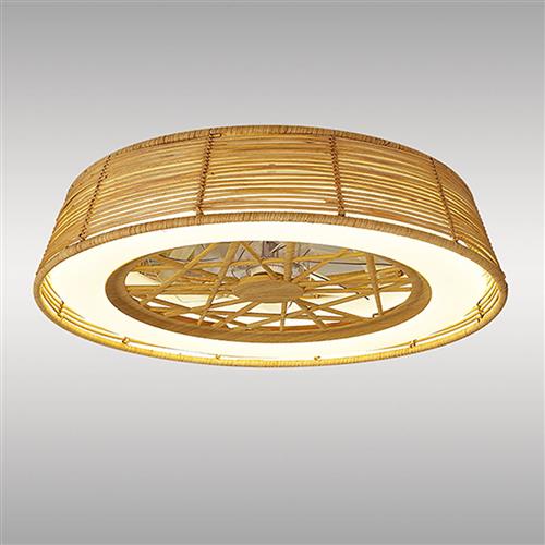 Indonesia Large LED Rattan Reversible CCT Ceiling Fan light M7810